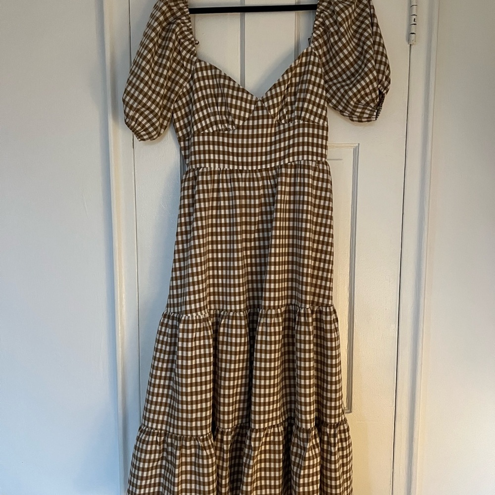 Gingham Puff Sleeve Dress